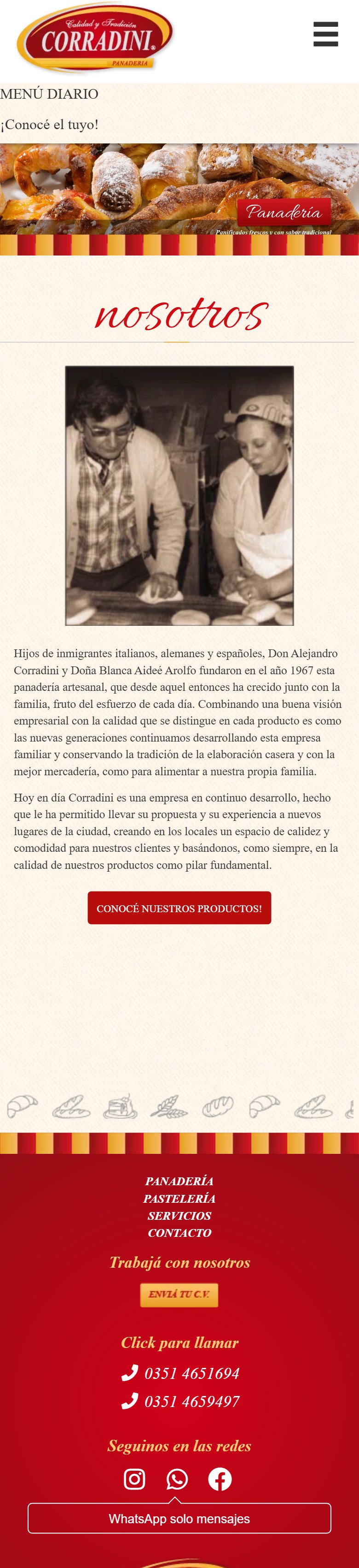 Web actual de Corradini en celular