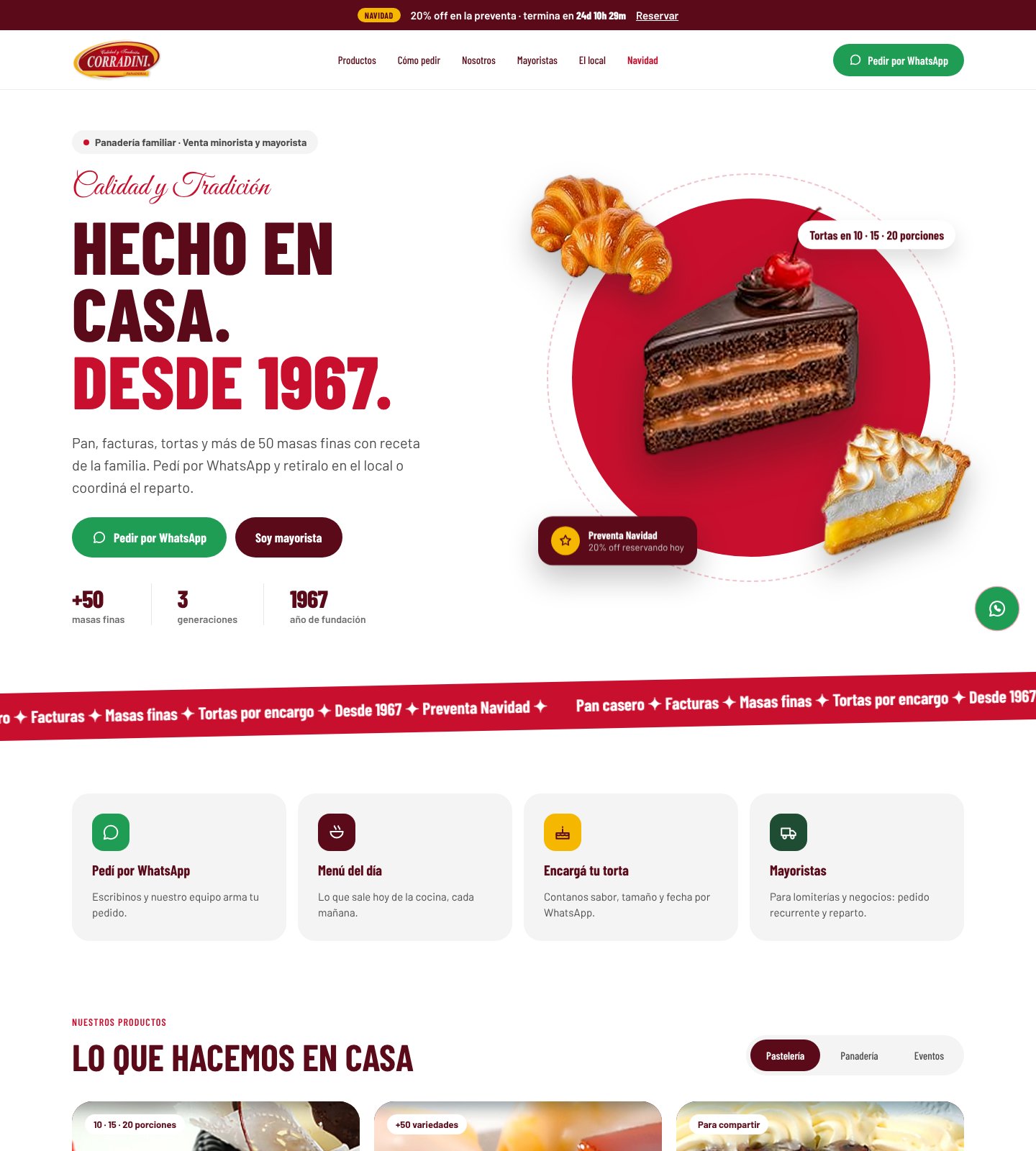 Web propuesta para Corradini en computadora